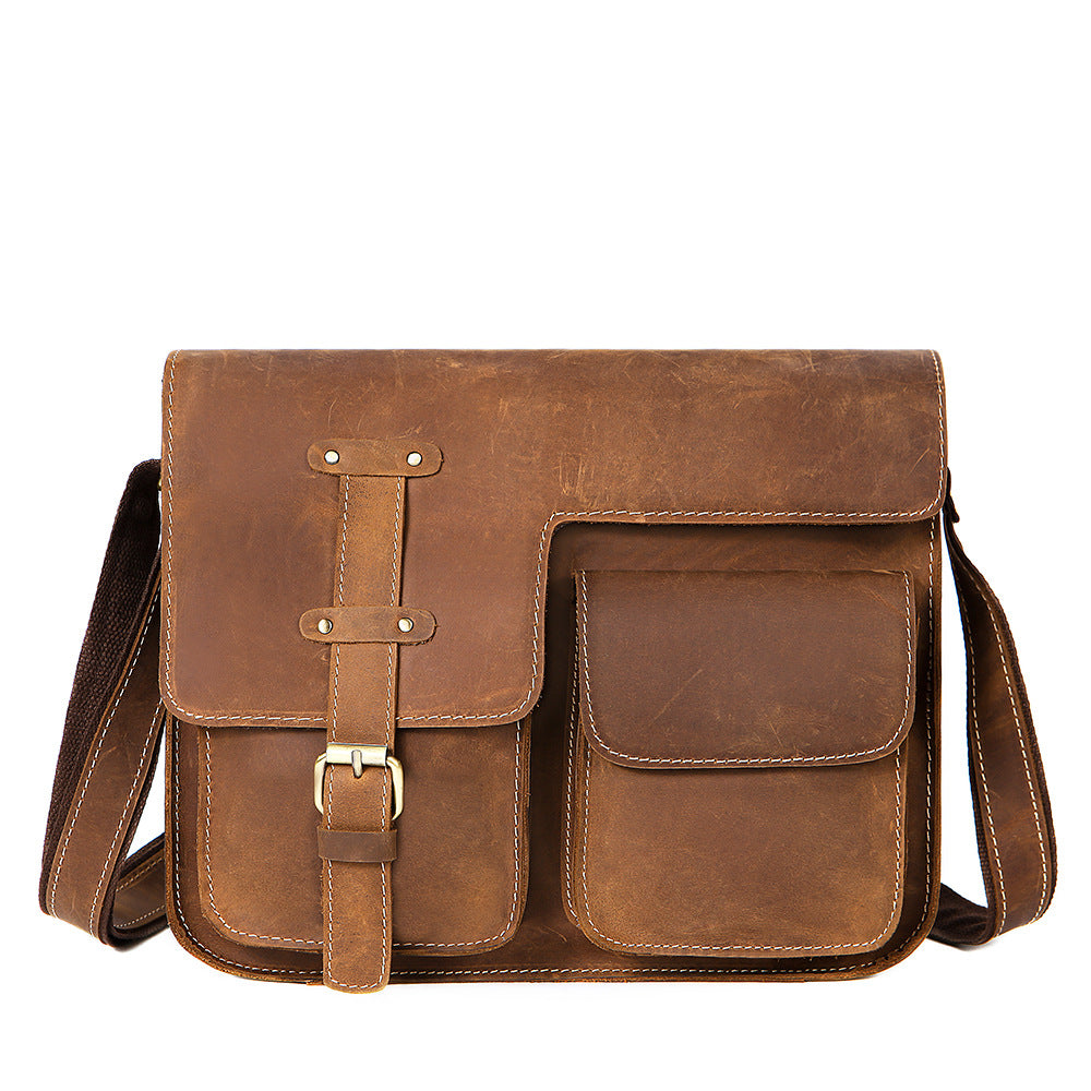 Men's Horizontal Shoulder Messenger Bag Leather Men's Bag - L&M LIFE PRODUCTS