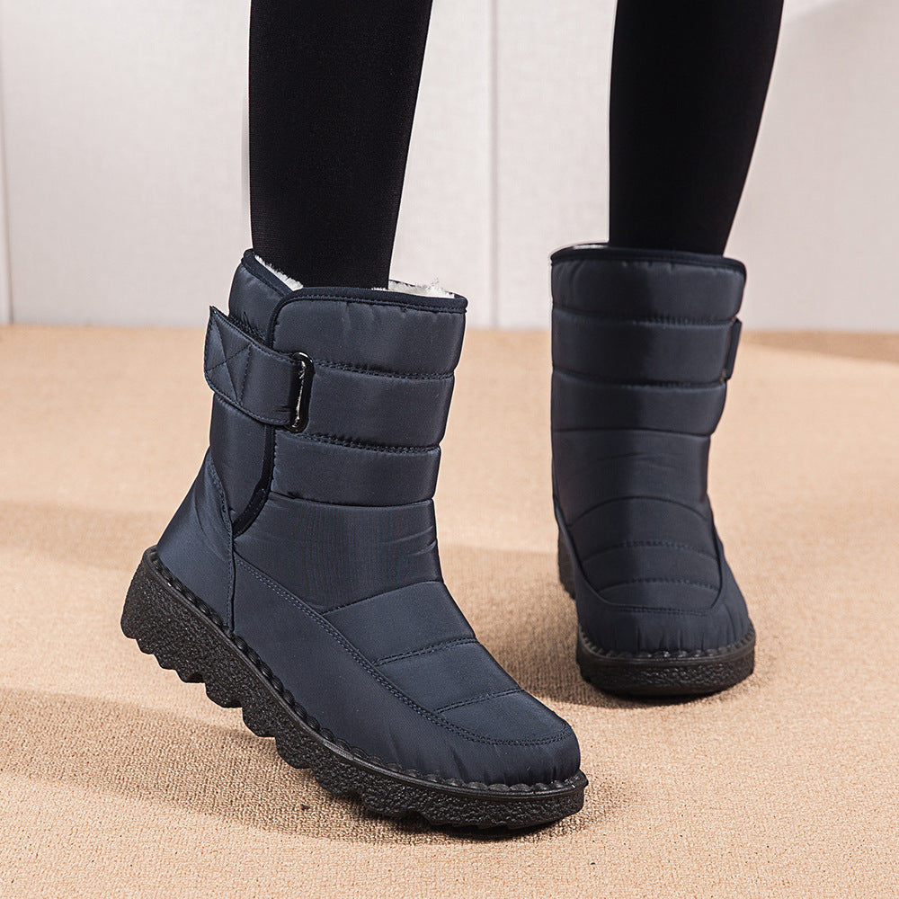 Winter Fabric Casual Cotton Shoes Mid-tube Artificial Wool Plus Velvet Thick Snow Boots - L&M LIFE PRODUCTS