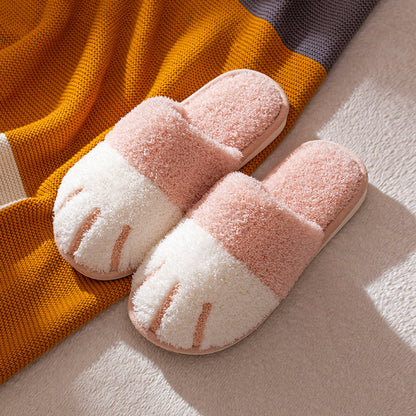 Cat Paw Cartoon Cute Couple Warm Indoor Plush Slippers - L&M LIFE PRODUCTS