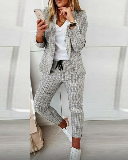 New Plaid Casual Women's Straight Trousers Suit - L&M LIFE PRODUCTS