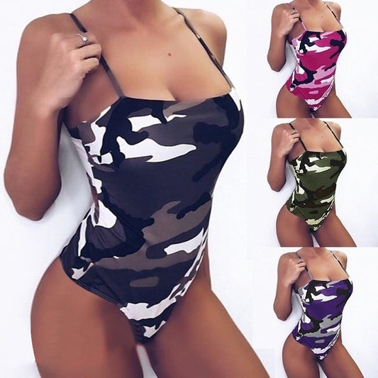 Slim-Fit Suspender Camouflage One-Piece Swimsuit Jumpsuit - L&M LIFE PRODUCTS
