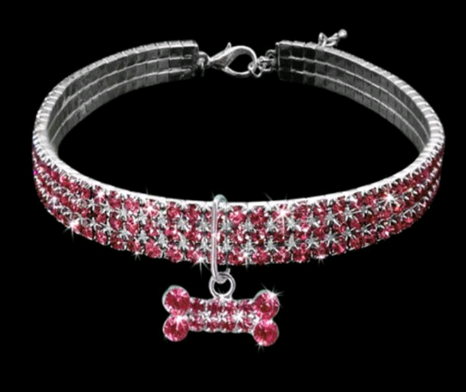 Three-row Elastic Pet Pendant Rhinestone Collar - L&M LIFE PRODUCTS
