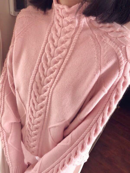 Two-piece High-neck Twist Sweater Women's Ice Silk Knitted Wide-leg Pants - L&M LIFE PRODUCTS