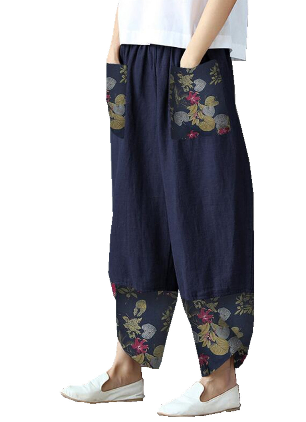 Quilted Cotton And Linen Wide Leg Trousers Loose Women's Dress - L&M LIFE PRODUCTS