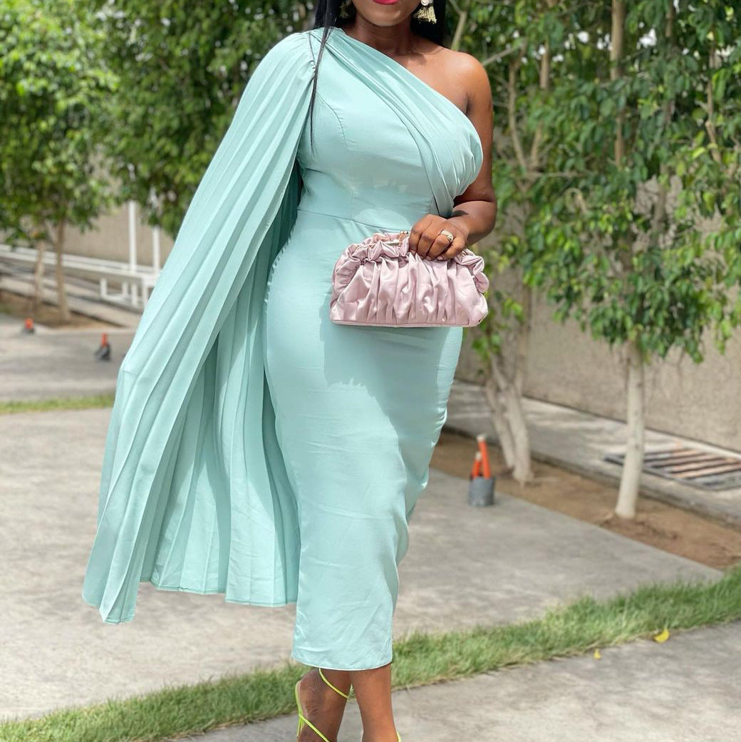 One-shoulder Temperament Evening Plus Size European And American Dress - L&M LIFE PRODUCTS