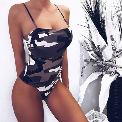 Slim-Fit Suspender Camouflage One-Piece Swimsuit Jumpsuit - L&M LIFE PRODUCTS