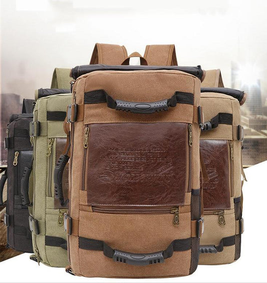 Men Canvas Backpack Huge Travel School Shoulder Computer Backpack Functional Versatile Bags Multifunctional Laptop Bag - L&M LIFE PRODUCTS