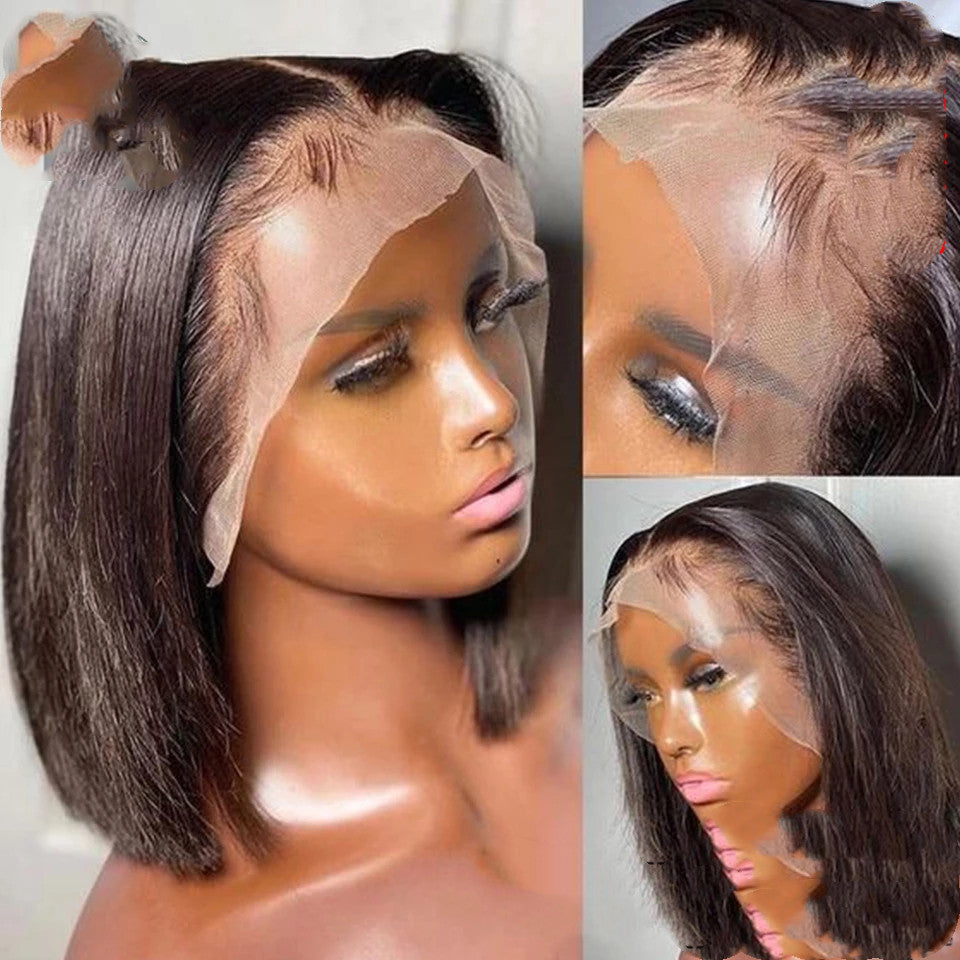 Short Bob Wig Bone Straight 13x4 Transparent Lace Front Wigs - L&M LIFE PRODUCTS
