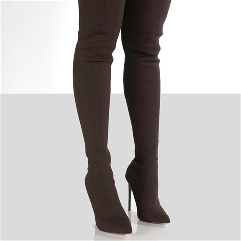 Women's High-heel Knit Over-the-knee Boots - L&M LIFE PRODUCTS