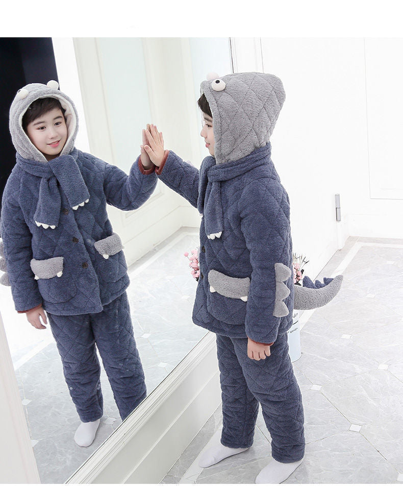 Fashion Children's Three-layer Quilted Padded Pajamas Suit - L&M LIFE PRODUCTS