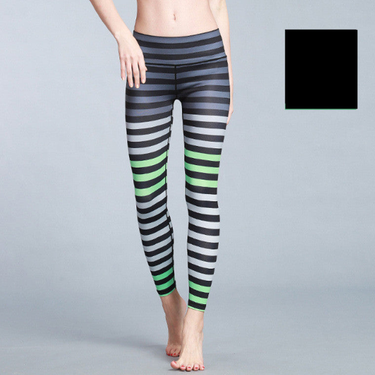 Stretch Stripe Printed High Waist Shaped Yoga Pants - L&M LIFE PRODUCTS