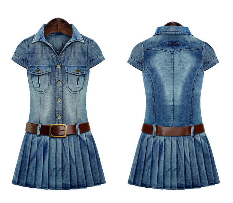 Summer New Retro Short-sleeved Denim Dress - L&M LIFE PRODUCTS
