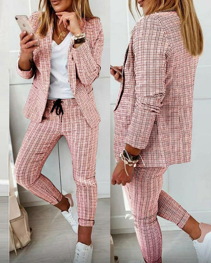 New Plaid Casual Women's Straight Trousers Suit - L&M LIFE PRODUCTS
