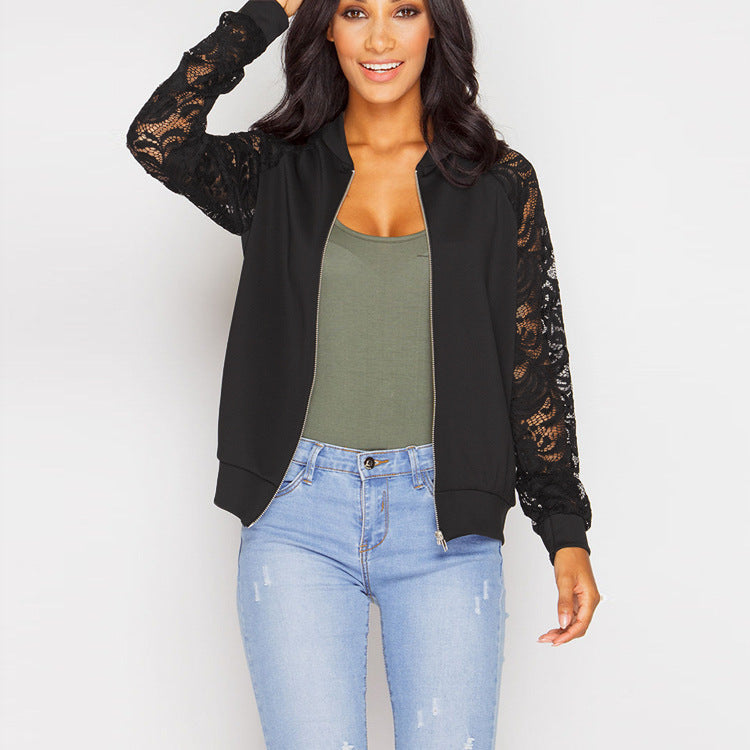 Women Bomber Jacket With Lace - L&M LIFE PRODUCTS