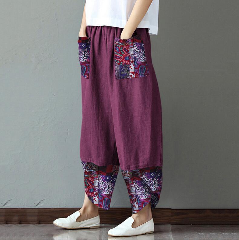Quilted Cotton And Linen Wide Leg Trousers Loose Women's Dress - L&M LIFE PRODUCTS