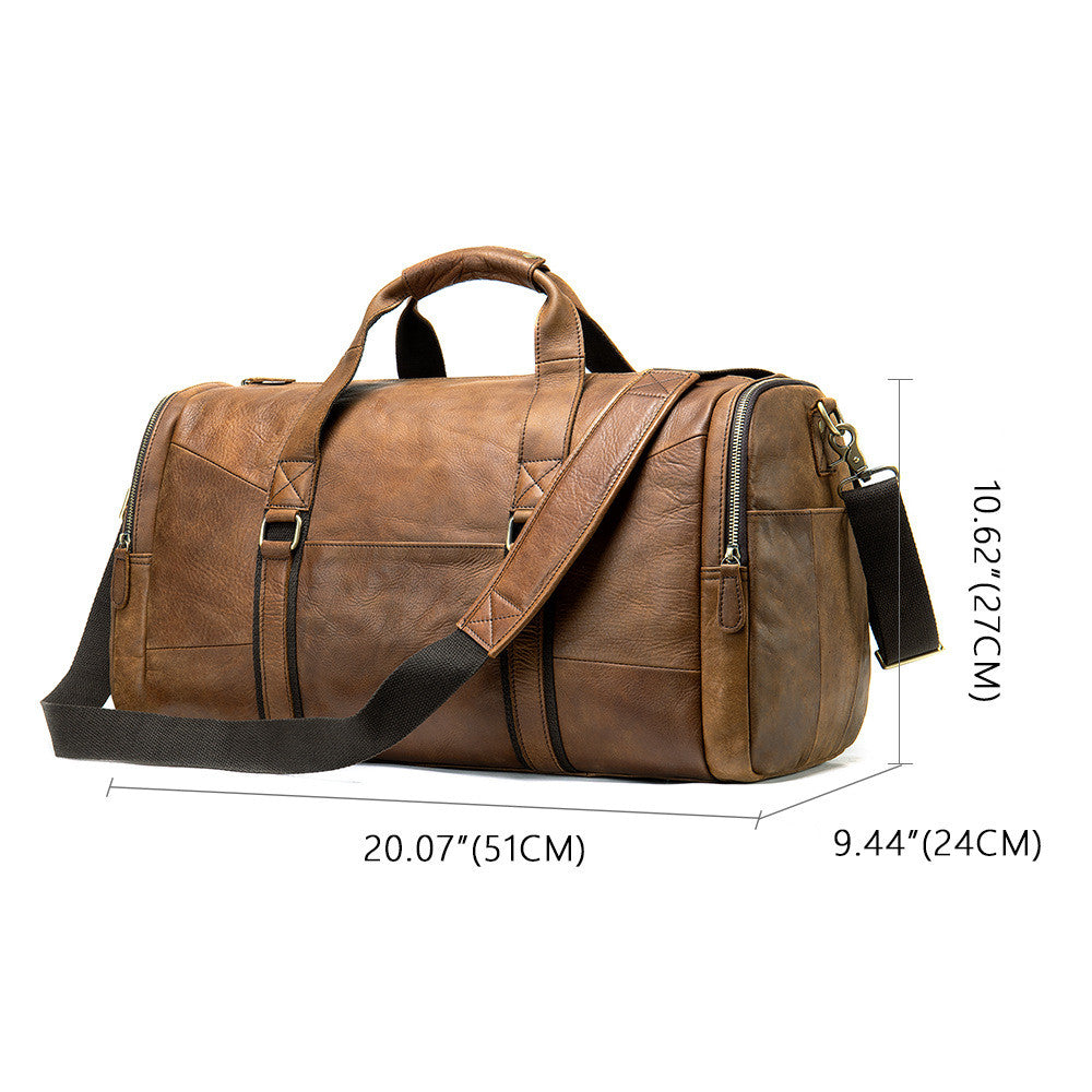 Genuine Leather Men's Business Travel Handbag Top Layer Cowhide One-shoulder Travel Bag Duffel Bag - L&M LIFE PRODUCTS