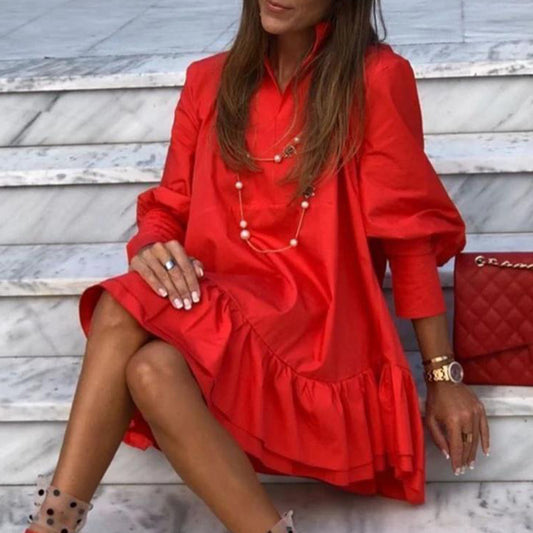 Long sleeve mini back ruffle dress - L&M LIFE PRODUCTS