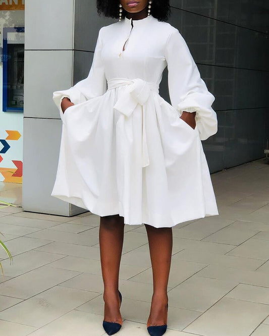 Plus Size Fashion Casual Solid Color Lantern Sleeve Tutu Skirt - L&M LIFE PRODUCTS