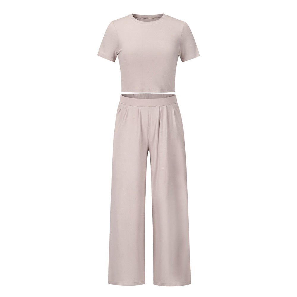 Short Sleeved T Shirt And Trousers Two Piece Suit Women - L&M LIFE PRODUCTS