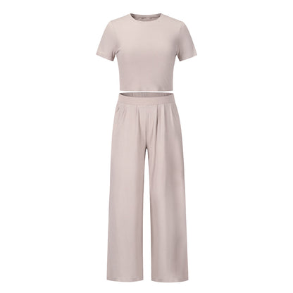 Short Sleeved T Shirt And Trousers Two Piece Suit Women - L&M LIFE PRODUCTS