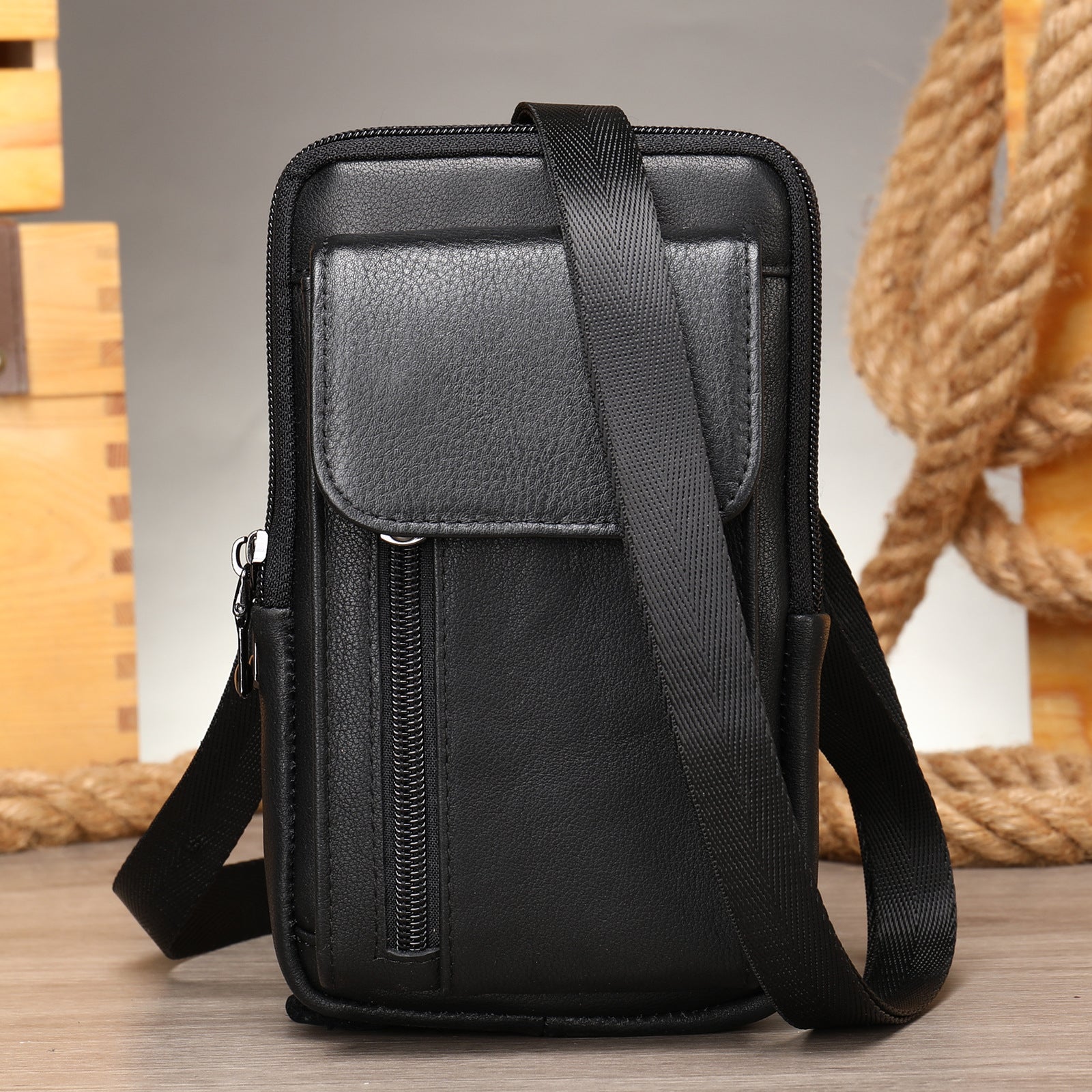 Men's Leather Casual One-shoulder Messenger Bag - L&M LIFE PRODUCTS