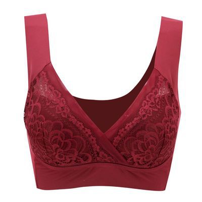 Women's Plus Size Gather Lace Bra Without Steel Ring Decompression Straps - L&M LIFE PRODUCTS