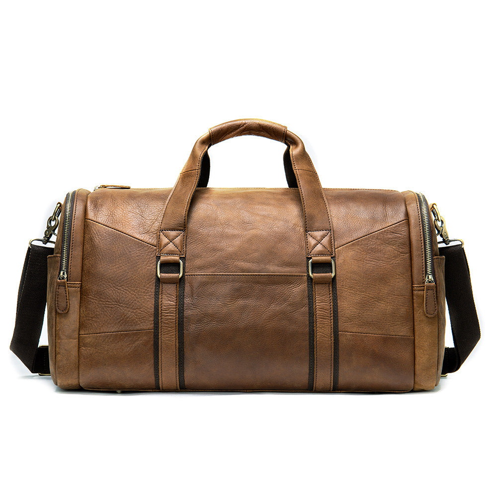 Genuine Leather Men's Business Travel Handbag Top Layer Cowhide One-shoulder Travel Bag Duffel Bag - L&M LIFE PRODUCTS