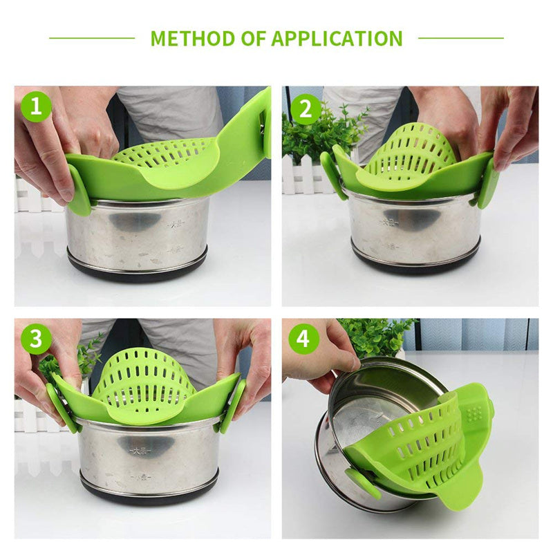 Universal Silicone Clip-on Pan Pot Strainer Anti-spill Pasta Pot Strainer Food Grade Rice Fruit Colander Strainer - L&M LIFE PRODUCTS