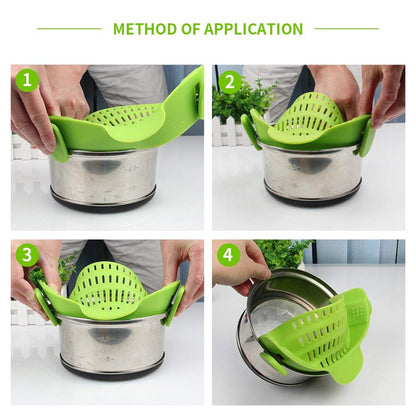 Universal Silicone Clip-on Pan Pot Strainer Anti-spill Pasta Pot Strainer Food Grade Rice Fruit Colander Strainer - L&M LIFE PRODUCTS