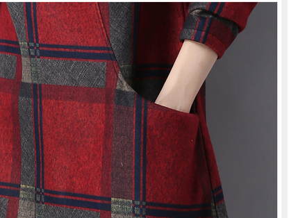 Woolen Dress Large Size Retro Plaid Autumn And Winter - L&M LIFE PRODUCTS