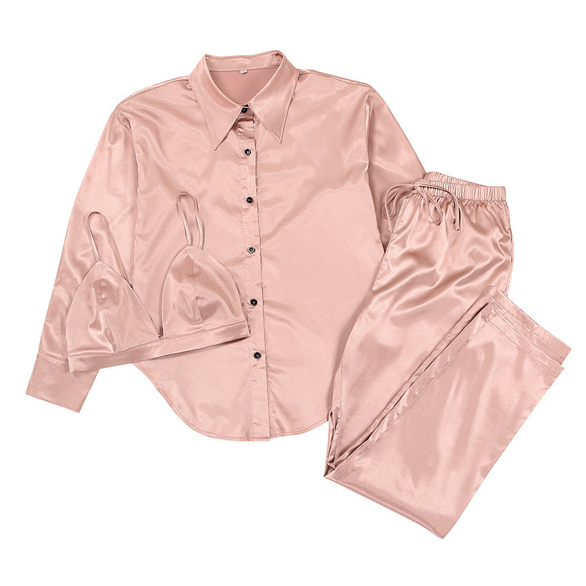 Three-piece Suit Of European And American Underwear Lapel Shirt Top Trousers - L&M LIFE PRODUCTS