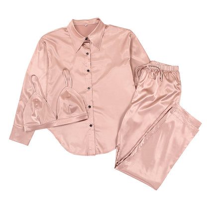 Three-piece Suit Of European And American Underwear Lapel Shirt Top Trousers - L&M LIFE PRODUCTS