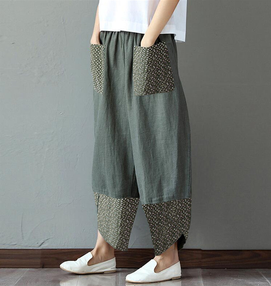 Quilted Cotton And Linen Wide Leg Trousers Loose Women's Dress - L&M LIFE PRODUCTS