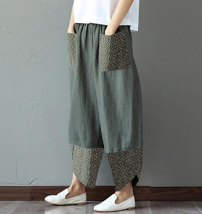 Quilted Cotton And Linen Wide Leg Trousers Loose Women's Dress - L&M LIFE PRODUCTS