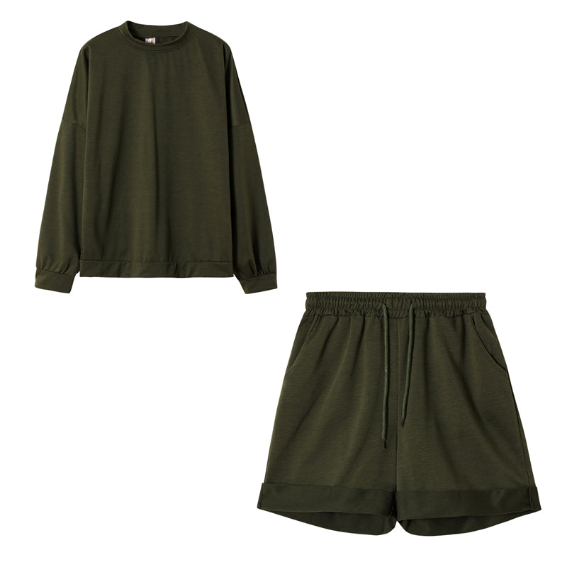 Two-Piece Suit Of Round Neck Top And Loose Shorts - L&M LIFE PRODUCTS