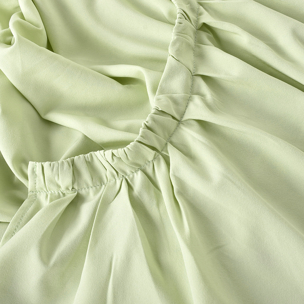 Solid Color Sexy Pleated Shirt Dress Women - L&M LIFE PRODUCTS