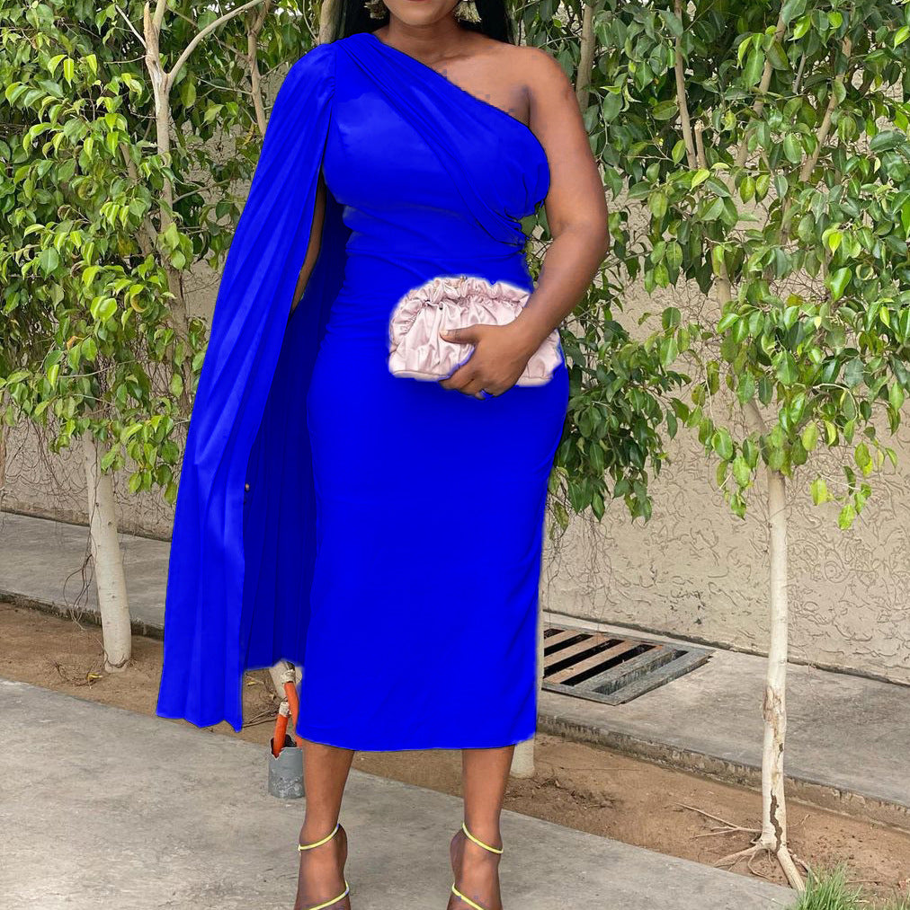 One-shoulder Temperament Evening Plus Size European And American Dress - L&M LIFE PRODUCTS