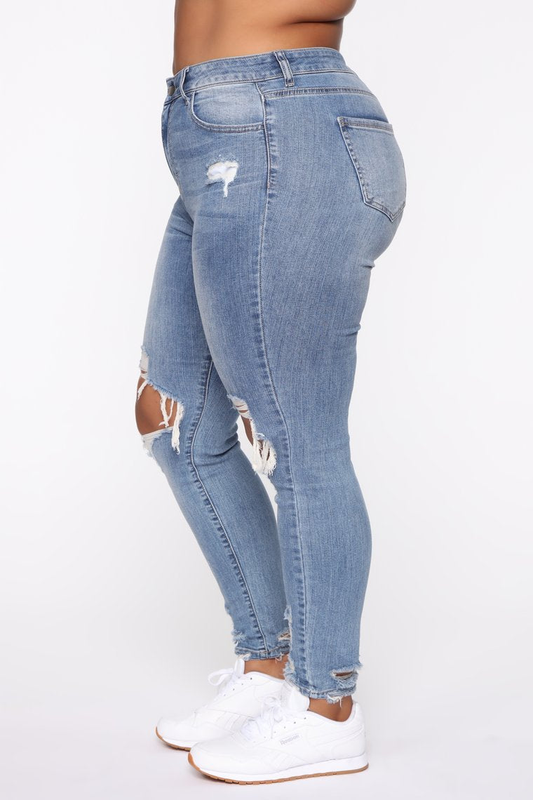 Stretch Ripped Women Plus Size Jeans Plus Size Jeans - L&M LIFE PRODUCTS