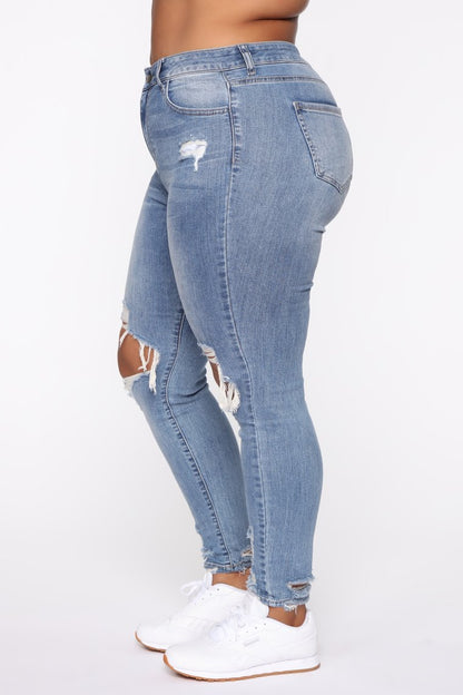 Stretch Ripped Women Plus Size Jeans Plus Size Jeans - L&M LIFE PRODUCTS