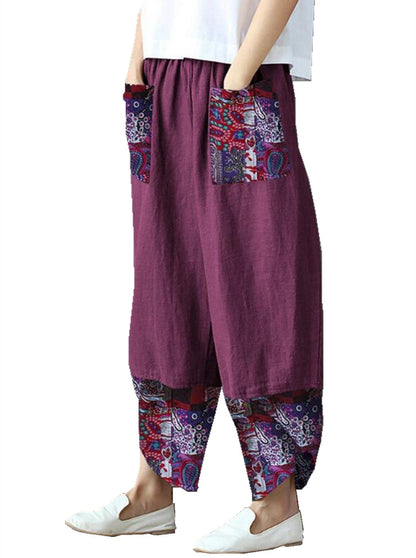 Quilted Cotton And Linen Wide Leg Trousers Loose Women's Dress - L&M LIFE PRODUCTS