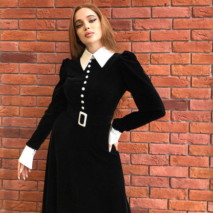 Women's High-waist Temperament Elegant Shirt Puff Sleeve Dress - L&M LIFE PRODUCTS