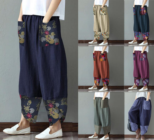 Quilted Cotton And Linen Wide Leg Trousers Loose Women's Dress - L&M LIFE PRODUCTS