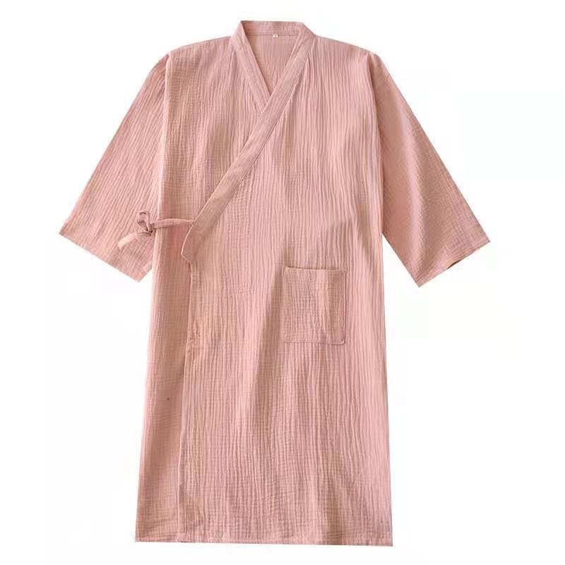 Woven Cotton Double-layer Gauze Robe Pajamas, Washed Cotton Yarn Bathrobe, Thin - L&M LIFE PRODUCTS