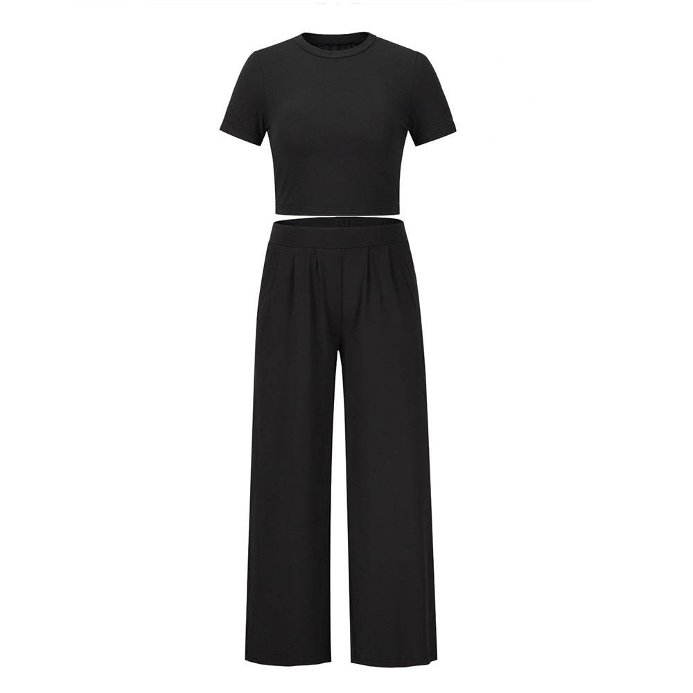Short Sleeved T Shirt And Trousers Two Piece Suit Women - L&M LIFE PRODUCTS