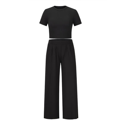 Short Sleeved T Shirt And Trousers Two Piece Suit Women - L&M LIFE PRODUCTS
