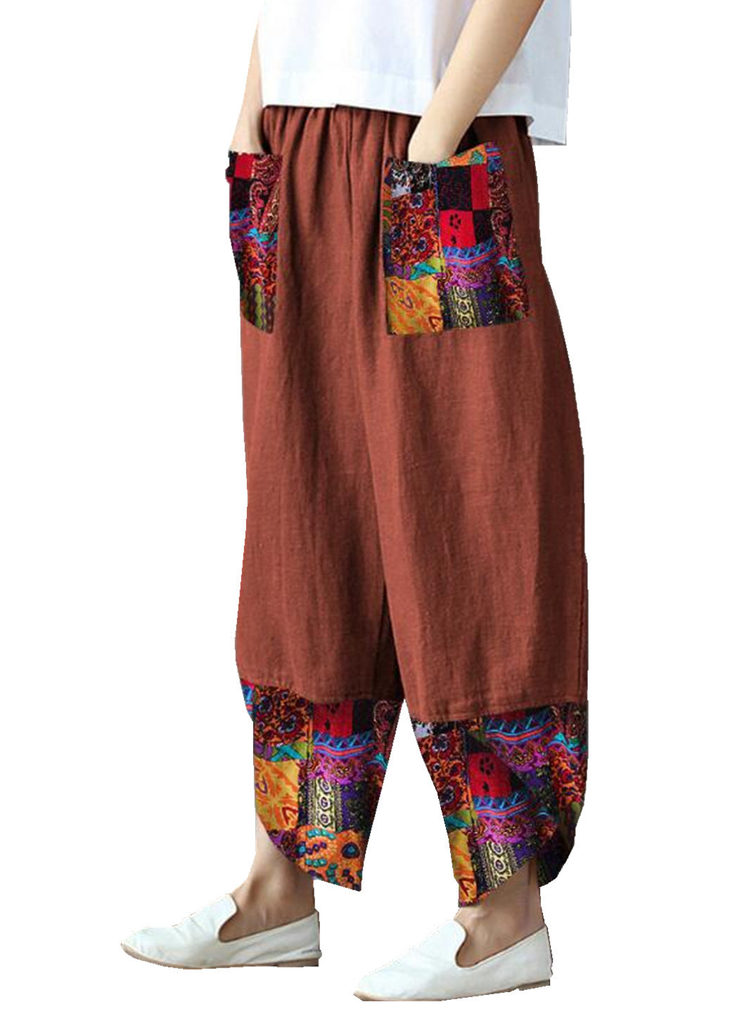 Quilted Cotton And Linen Wide Leg Trousers Loose Women's Dress - L&M LIFE PRODUCTS