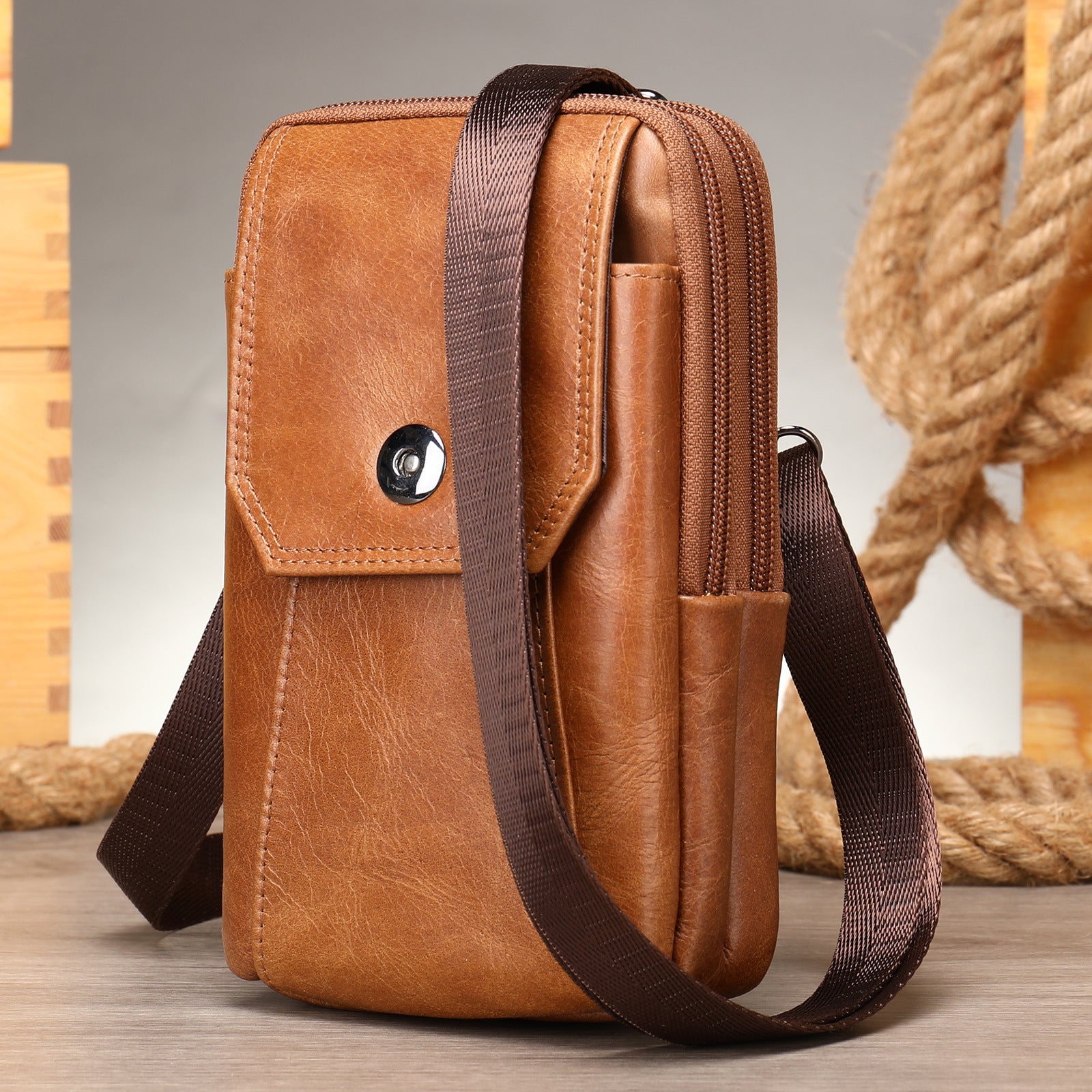 Men's Leather Casual One-shoulder Messenger Bag - L&M LIFE PRODUCTS