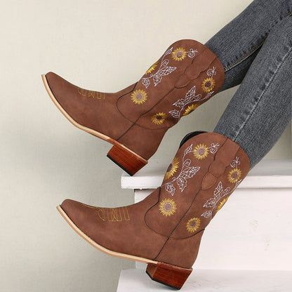 Embroidered sunflower figure fashion Martin boots - L&M LIFE PRODUCTS