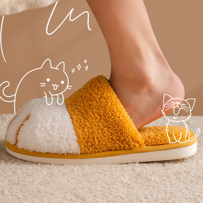 Cat Paw Cartoon Cute Couple Warm Indoor Plush Slippers - L&M LIFE PRODUCTS