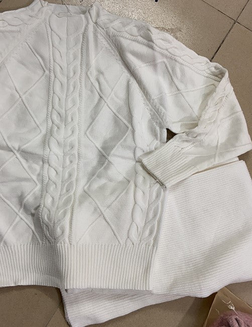 Two-piece High-neck Twist Sweater Women's Ice Silk Knitted Wide-leg Pants - L&M LIFE PRODUCTS